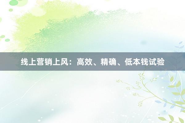 线上营销上风：高效、精确、低本钱试验